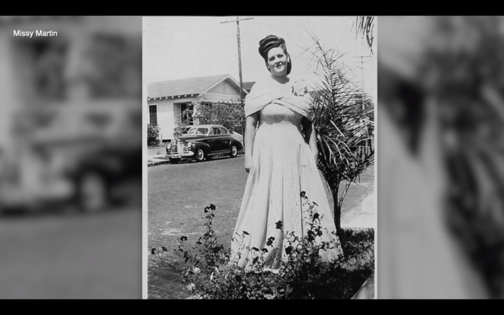 Missy Martin's aunt standing on Main Street