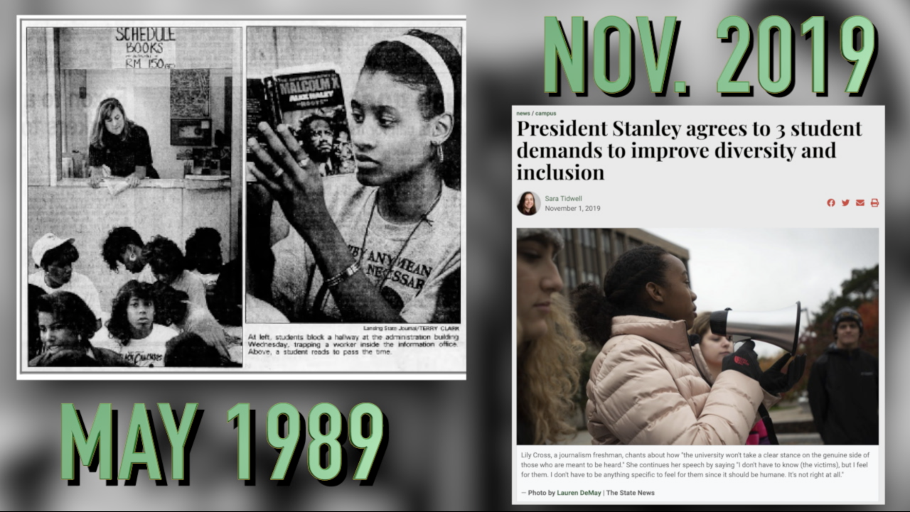 MSU student led sit-ins 1989 to
