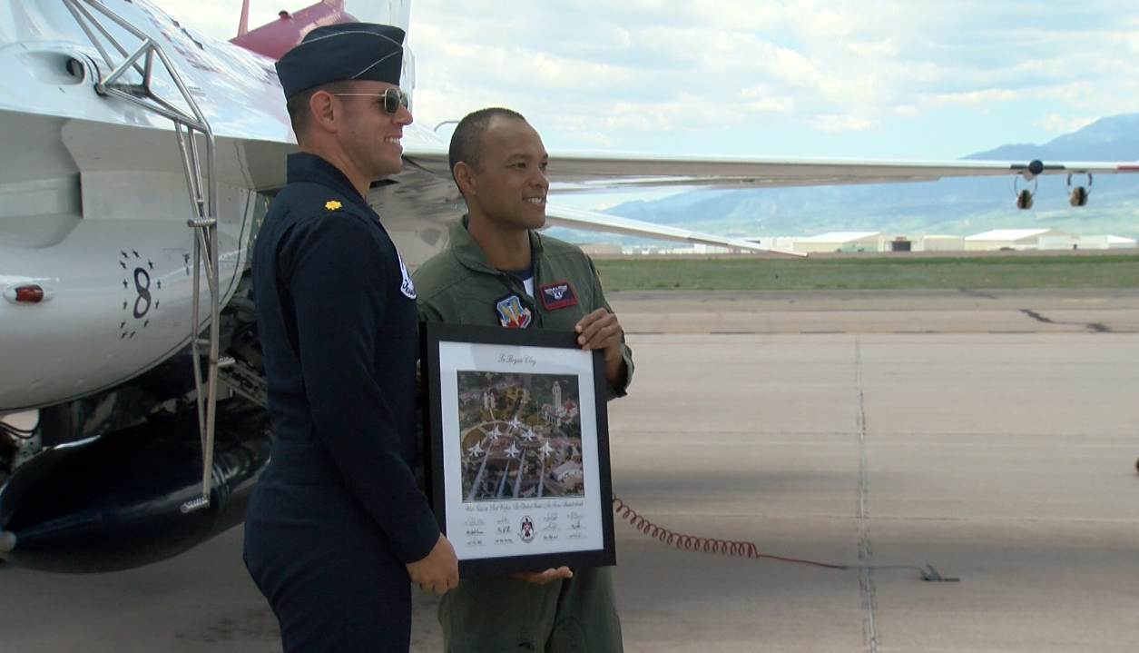 Olympic Gold Medalist Bryan Clay gets to fly with the Air Force Thunderbirds