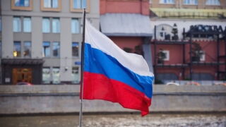 Stock image of the Russian flag.
