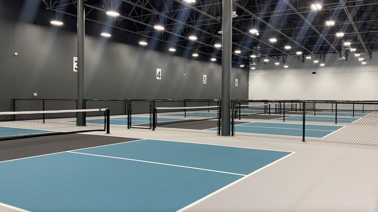 Five out of the 6 courts in the facility.