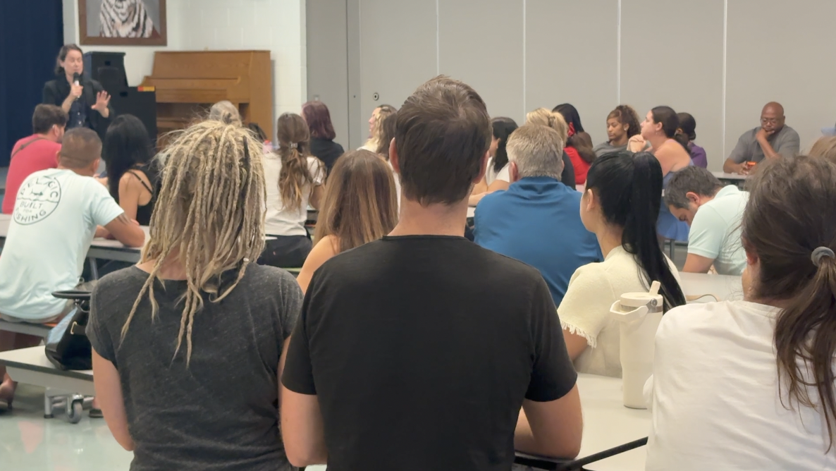 Parents gathered for the Tarpon Springs Fundamental Elementary School meeting
