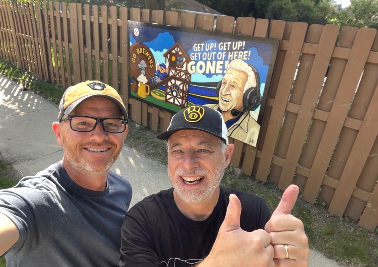 Dan and artist Nate with Brewers Mural  