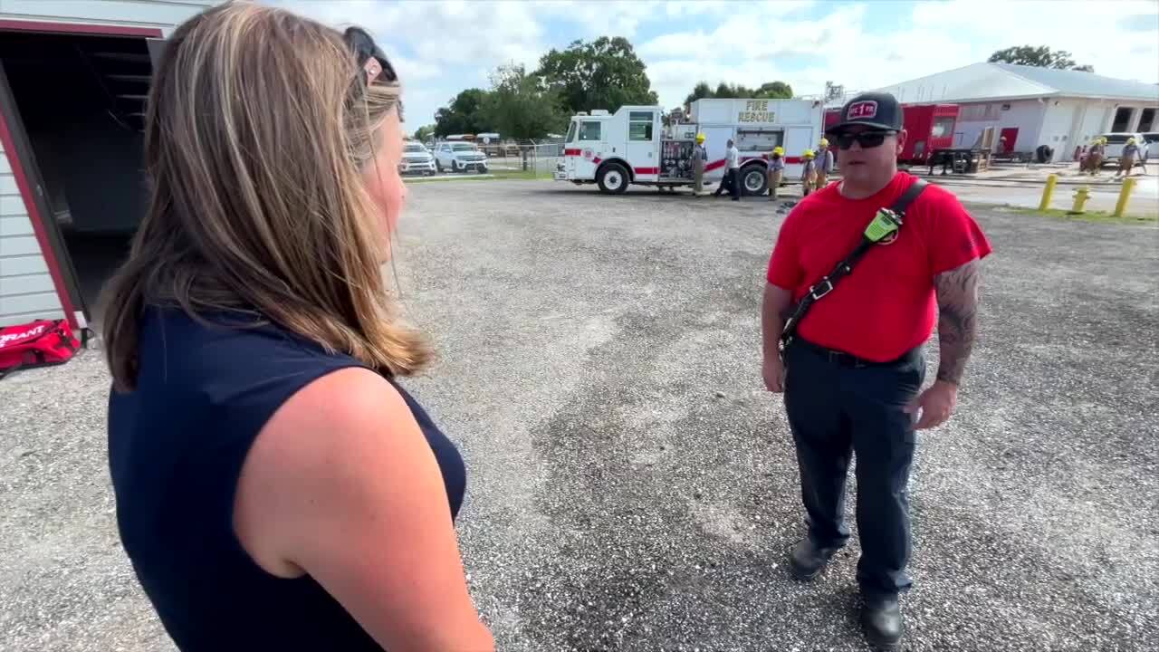WPTV education reporter Stephanie Susskind speaks to Okeechobee County Fire Rescue Lt. Jeremy Morgan on May 9, 2024.jpg