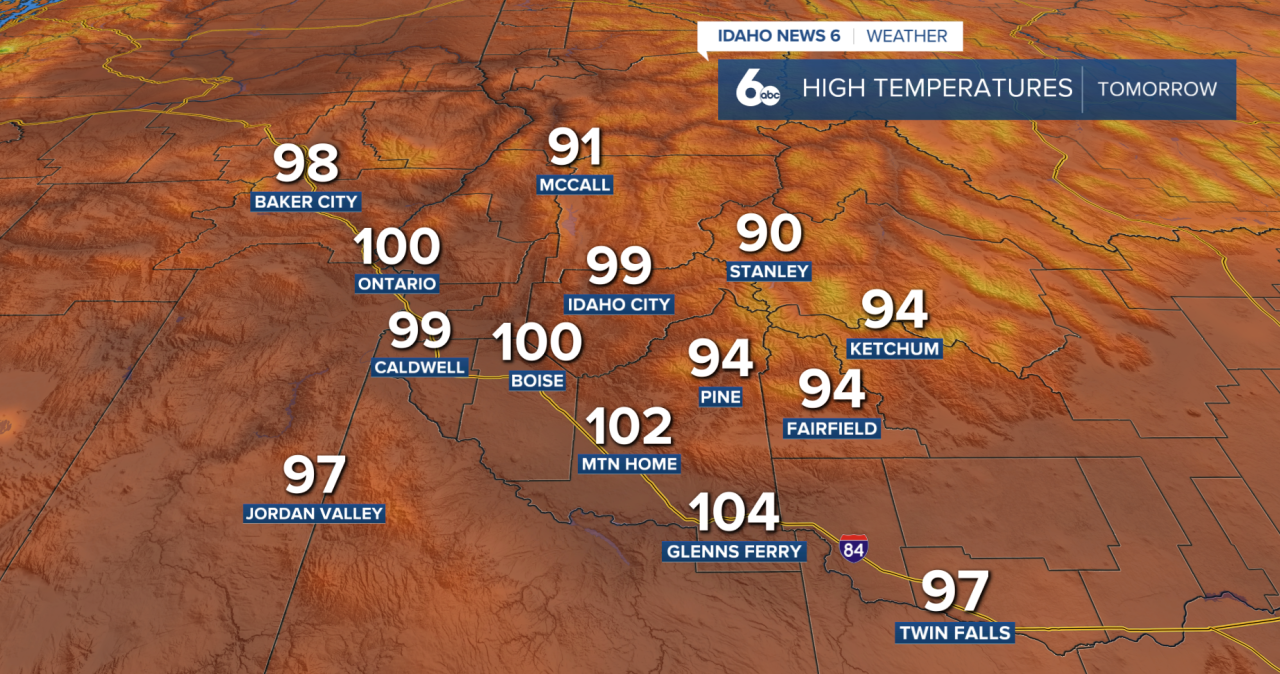 High temperatures tomorrow