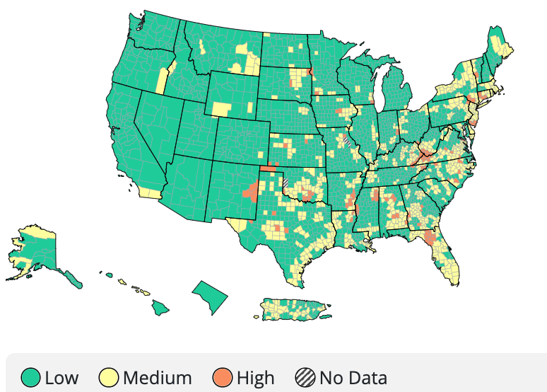 COVID-19 Community Levels calculated on Jan. 26, 2023.