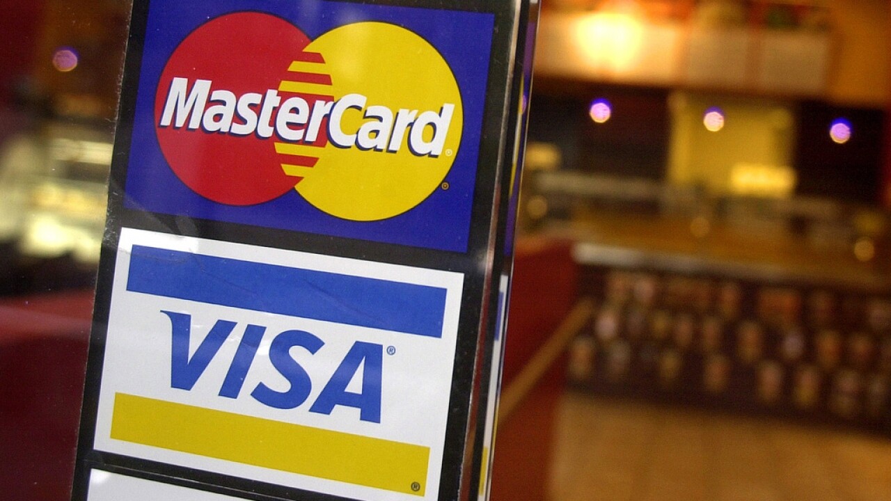 Logos for MasterCard and Visa credit cards are shown.