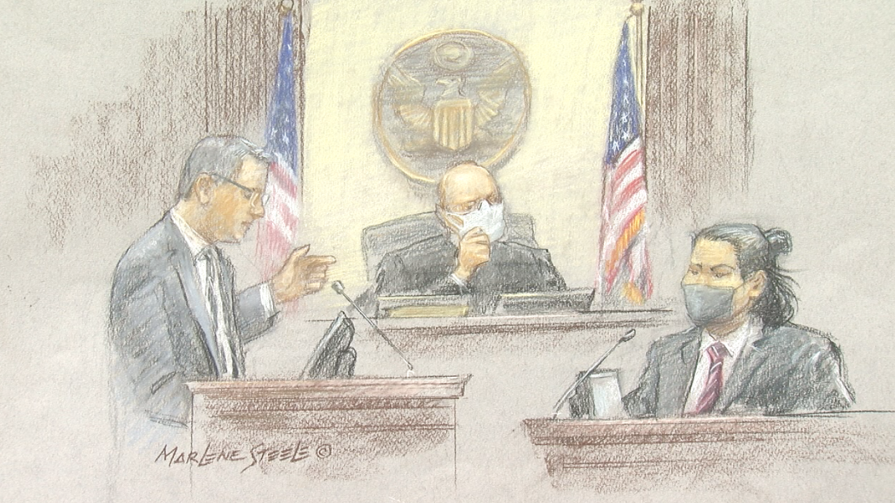 Assistant U.S. Attorney Tim Mangan questions FBI language specialist Jason Wong in the espionage trial of Yanjun Xu.