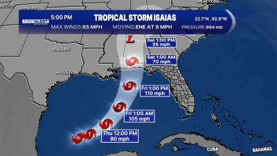 Tropical Storm Isaias 5pm Oct. 7