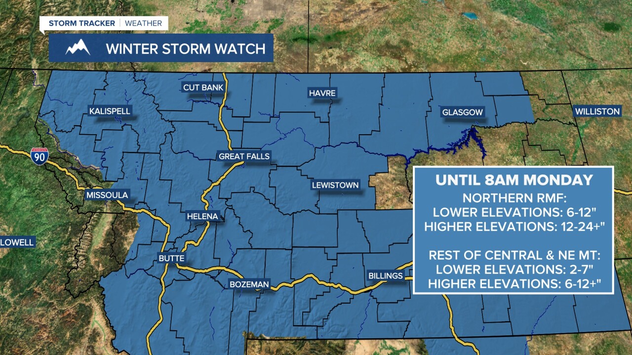 Winter Storm Watches issued for many areas of Montana