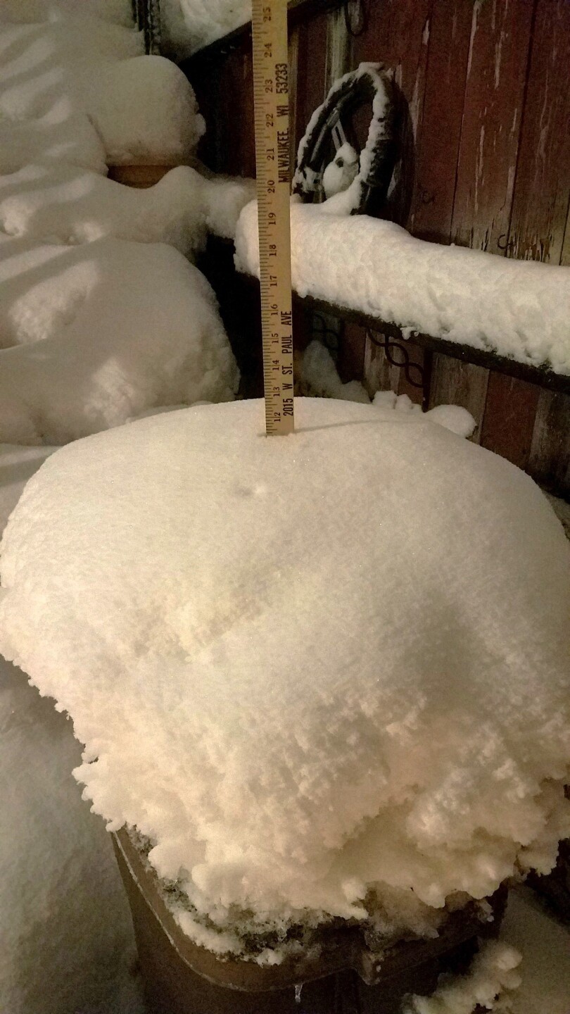 Trash can snow measurement