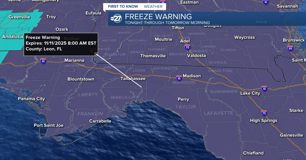 Freeze Warning in effect starting Monday evening
