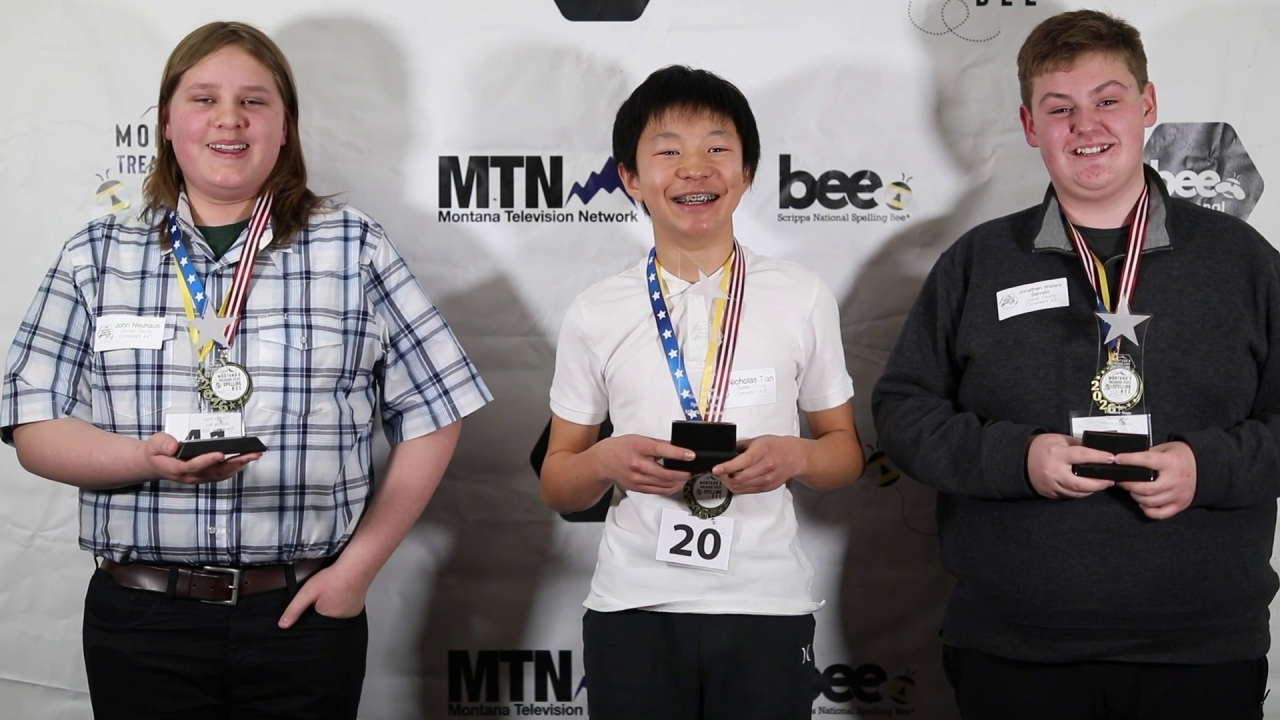 Nicholas Tian from Bozeman in first place, Jonathan Waters-Serrato from Chester in second place, and John Neuhaus from Cut Bank
