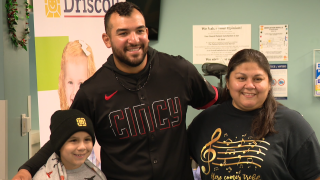 Jose Trevino visits Driscoll Children's Hospital patients