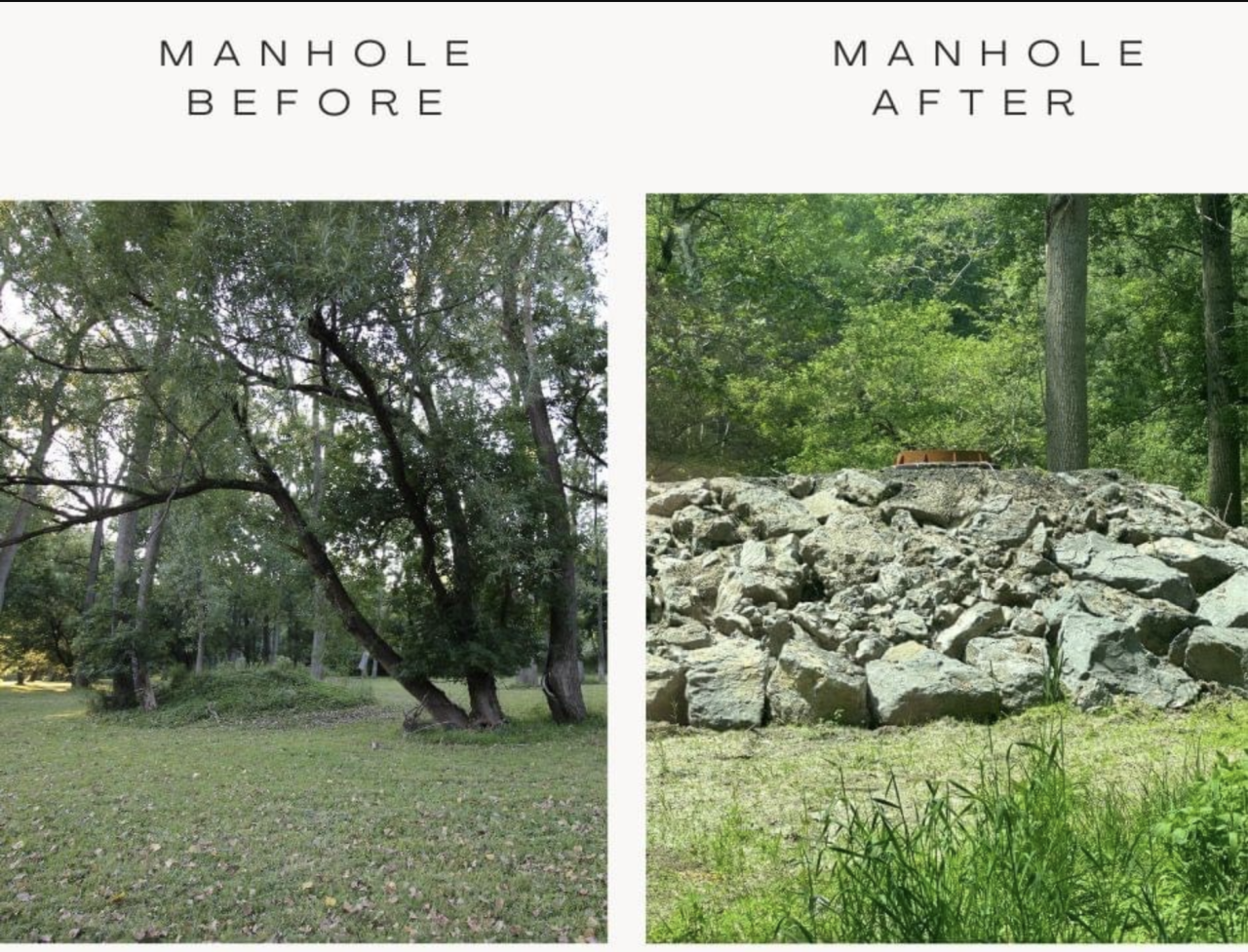 Before and after manhole