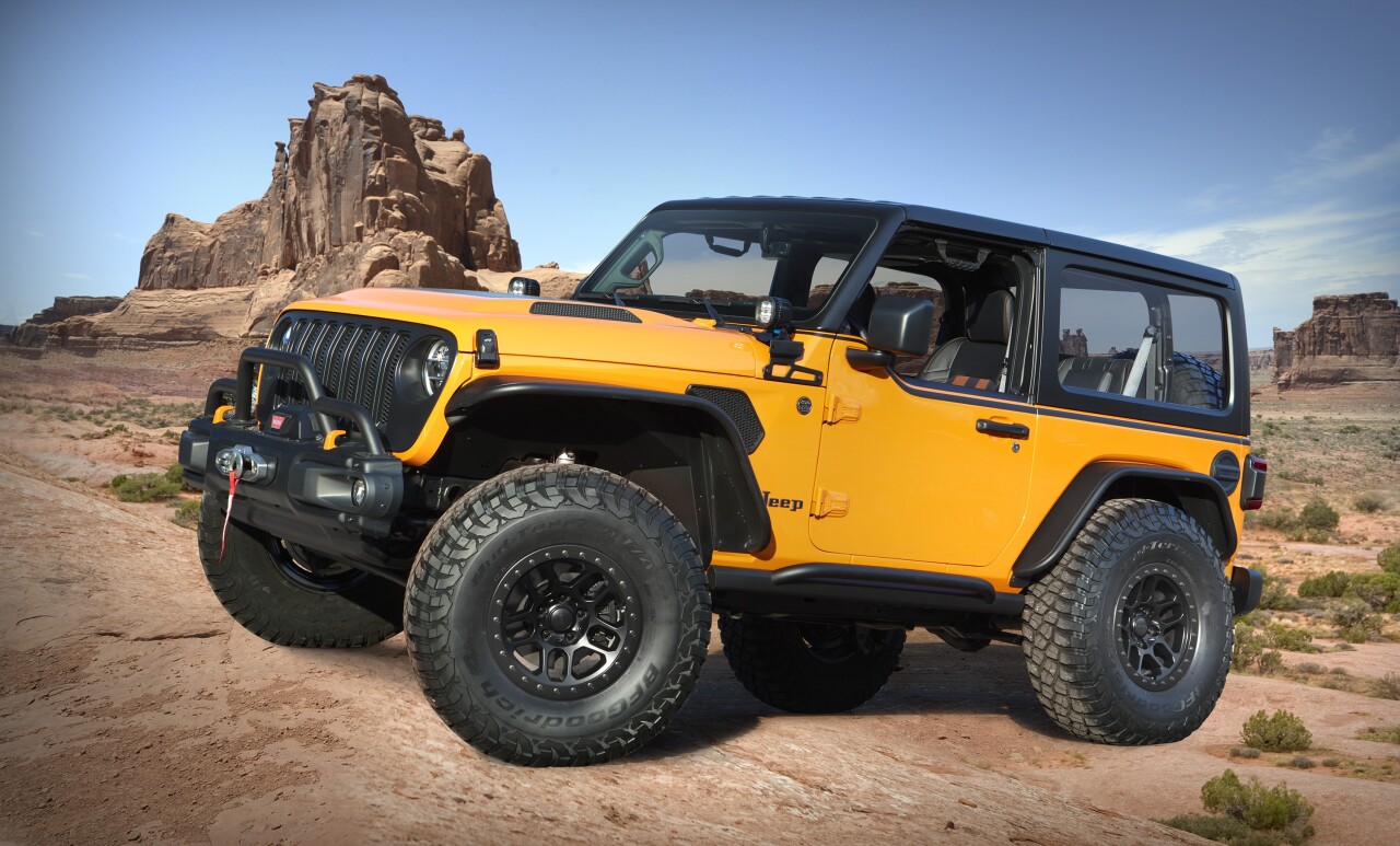 Based on a two-door Wrangler, the Jeep® Orange Peelz concept pa