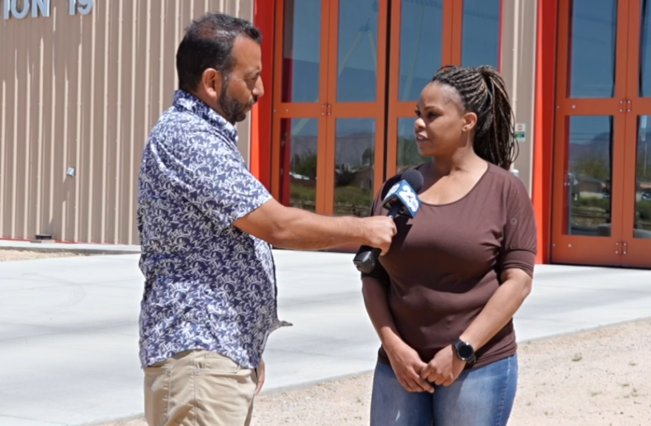Neighborhood News Reporter Steve Virgen interviewing acting California City, City Manager Latisha Lamberth about the decision to hire Vincent. She says she feels it was a good choice.