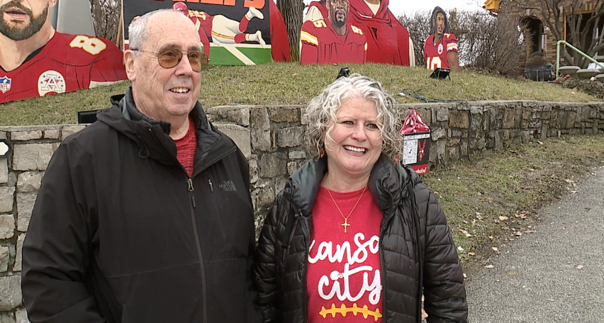 Joe and Kelley McCarthy, who drove from Olathe to see the display