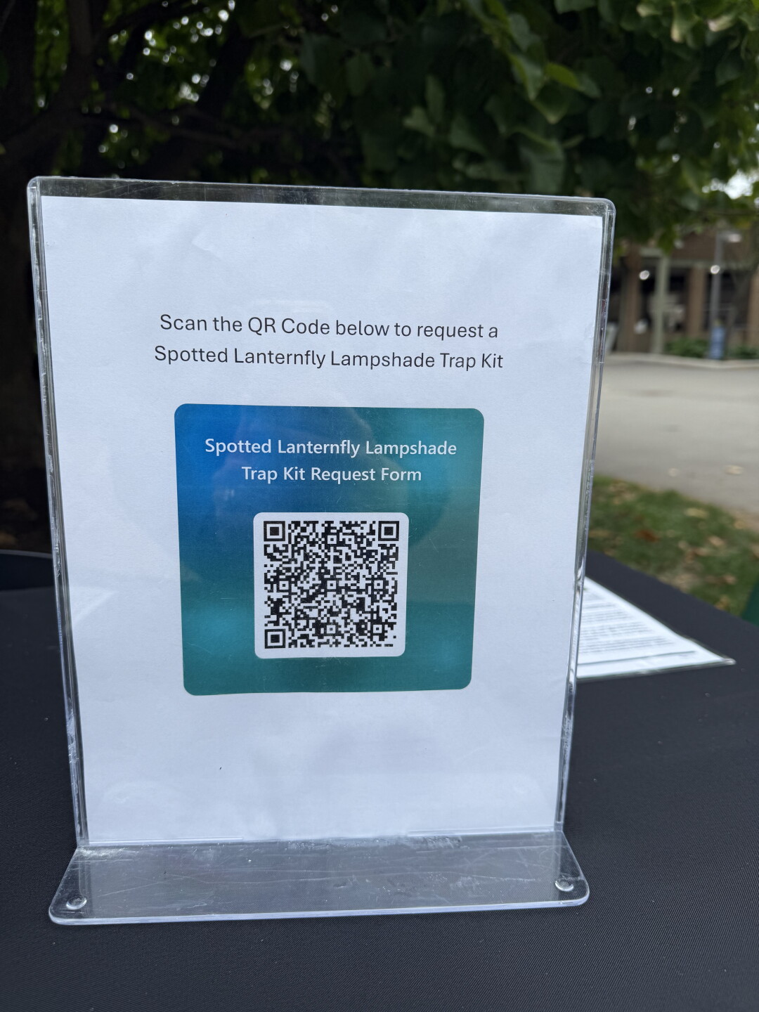 QR code to register for a Spotted Lanternfly Lampshade Trap Kit