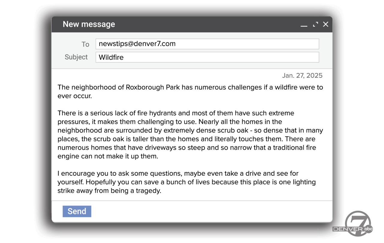 diligaf1968 email about Roxborough fire evacuations