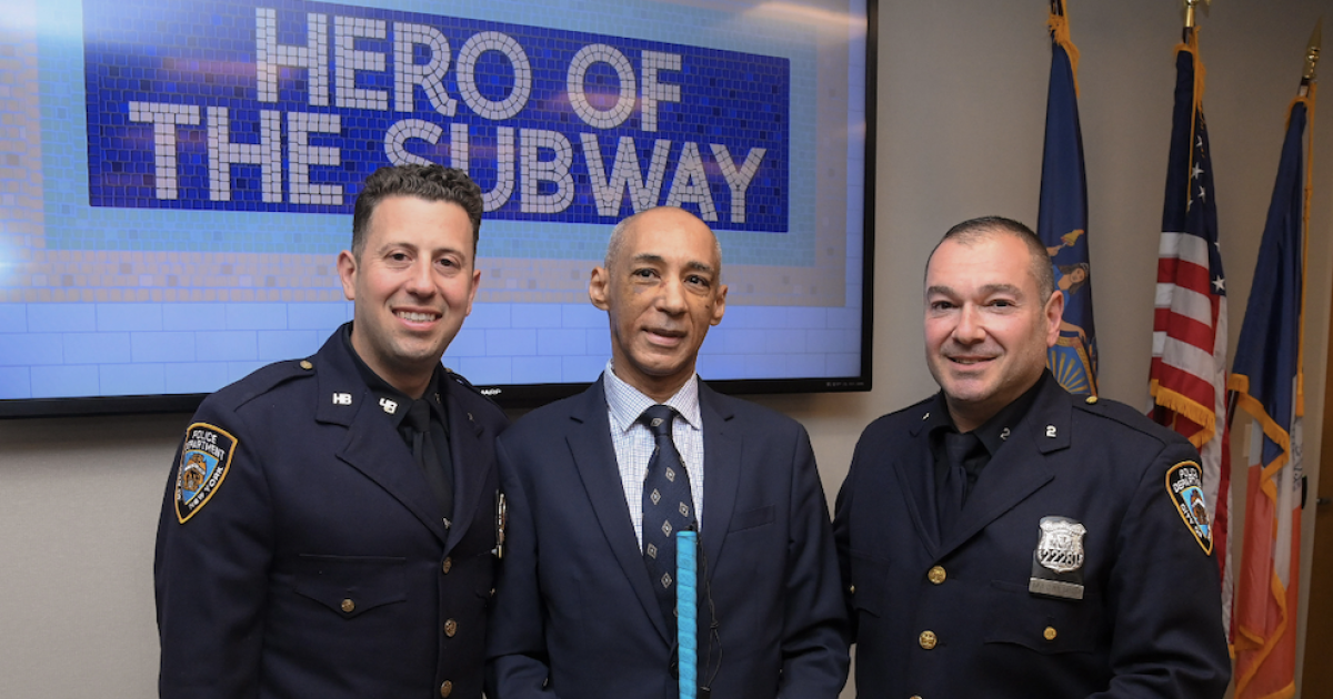 NYPD officers save visually impaired man from subway tracks