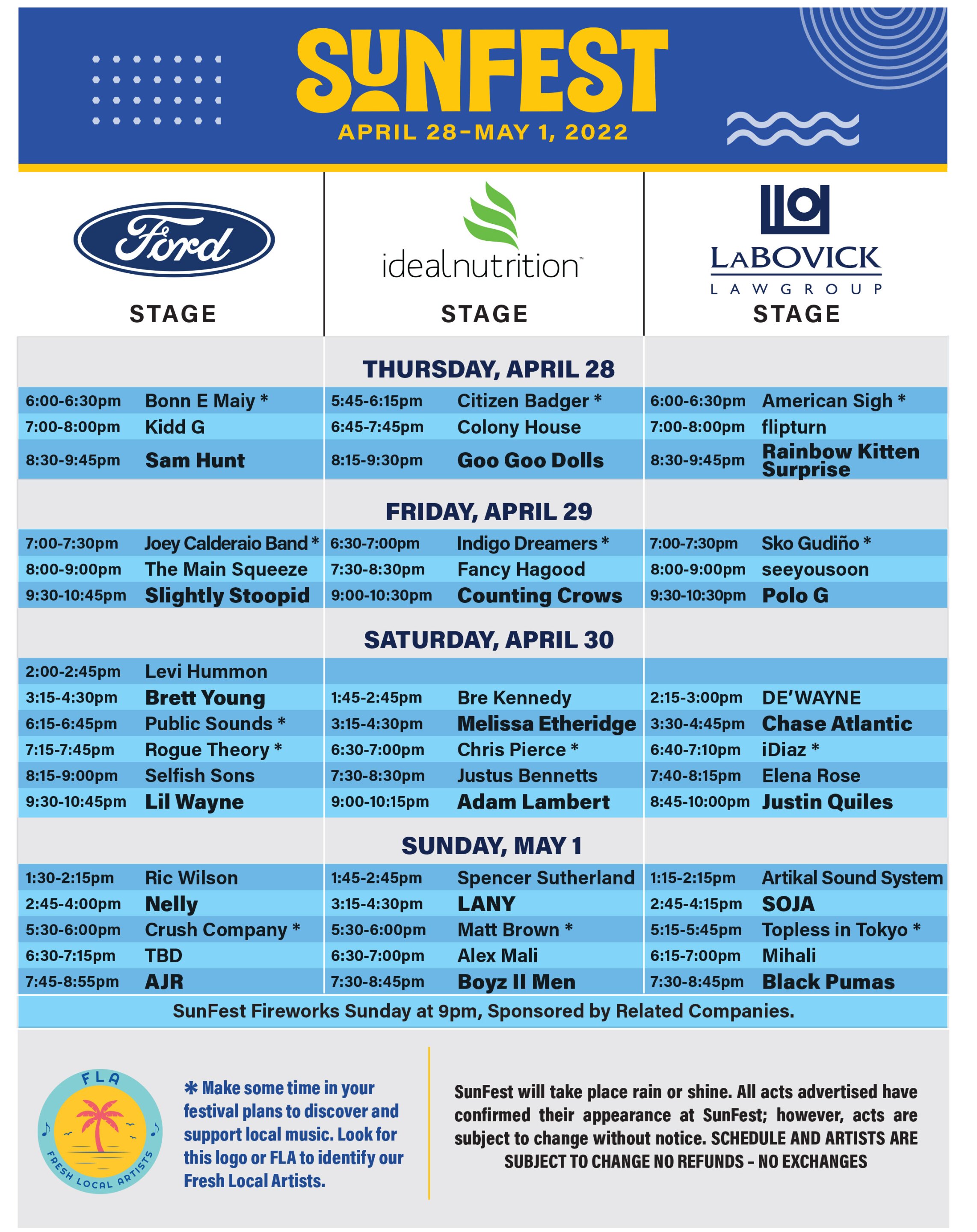 Sunfest 2025 Schedule