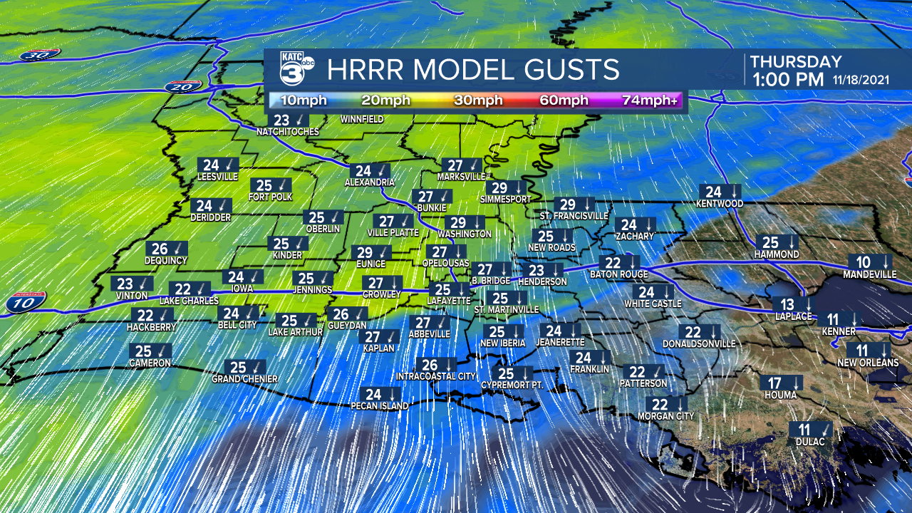 Acadiana Wind Gust Extended HRRR.png