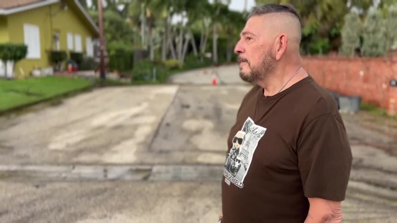 Carlos Ramirez, who has lived on 18th Street South in Lake Worth Beach for 30 years, said he seen the water go up as high as his knees. Oct. 2, 2023