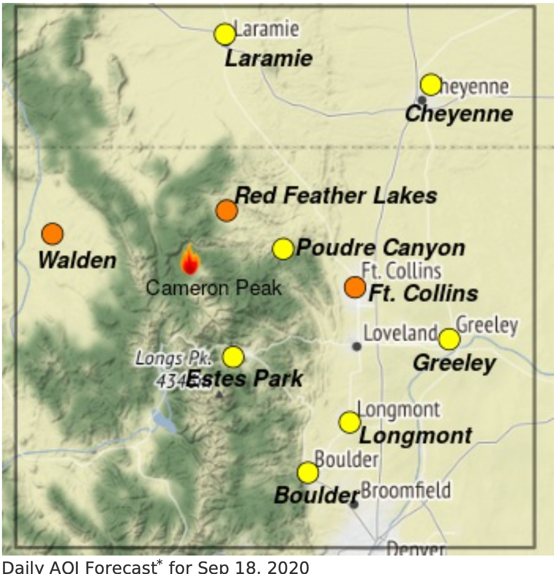 Cameron Peak Fire smoke map_Sept 18 2020