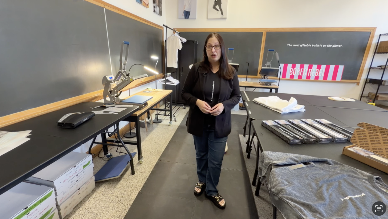 Stacy at Bored Rebel headquarters in Denver