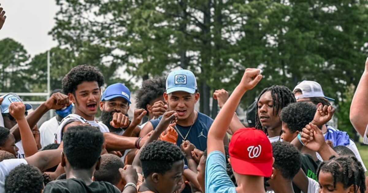 UNC linebacker and Hampton native Trevion Stevenson hosts youth football camp