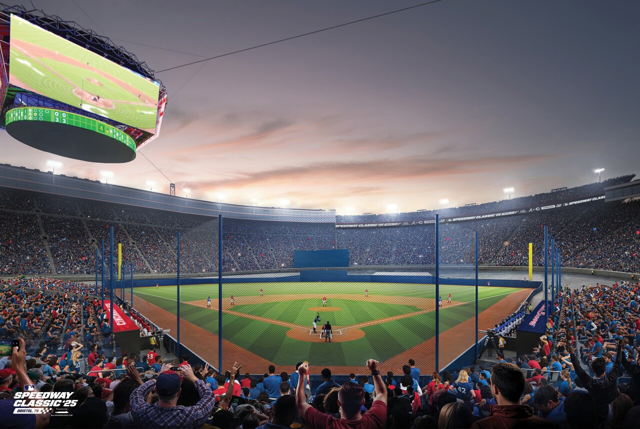 Reds vs Braves Bristol Motor Speedway rendering