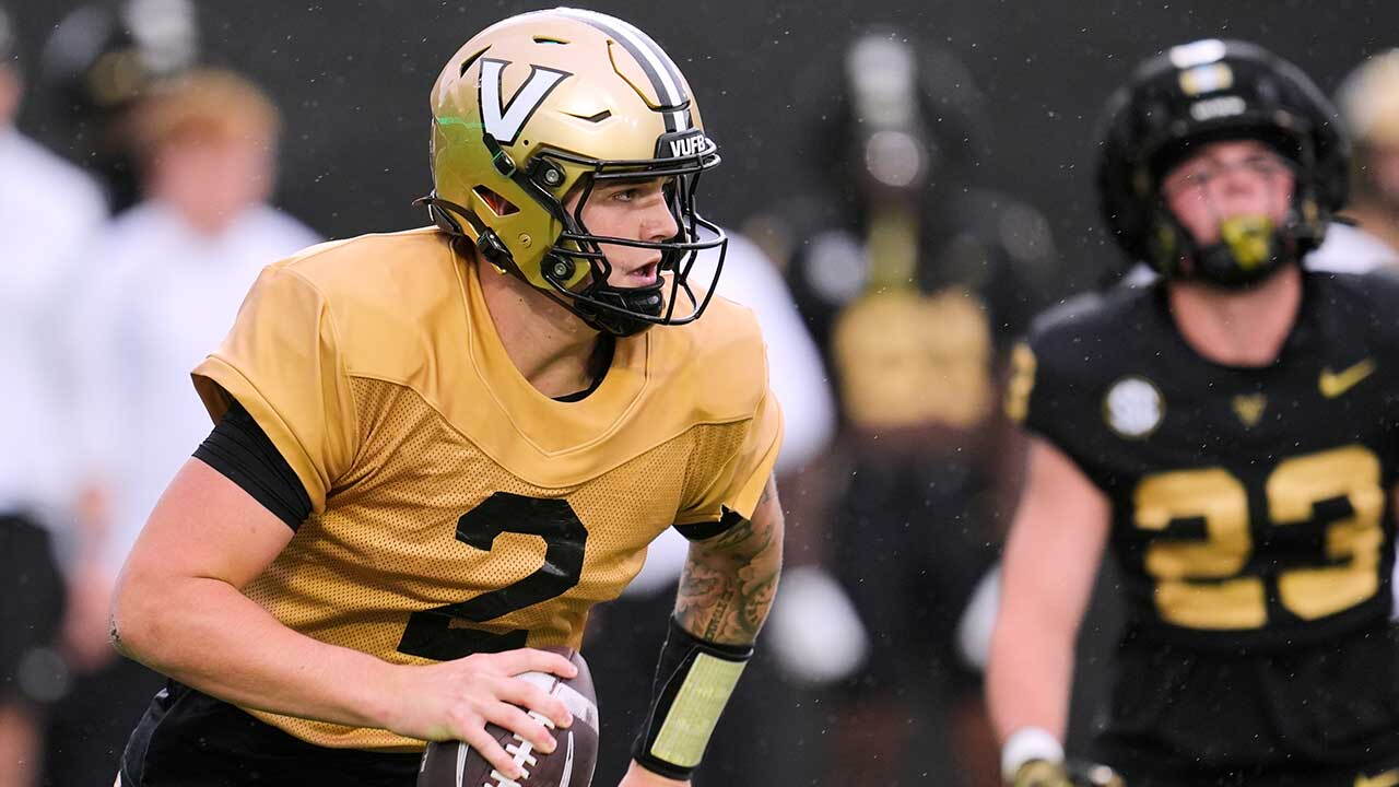 FILE - Vanderbilt quarterback Jared Curtis plays during an NCAA college football spring game, April 18, 2026, in Nashville, Tenn.
