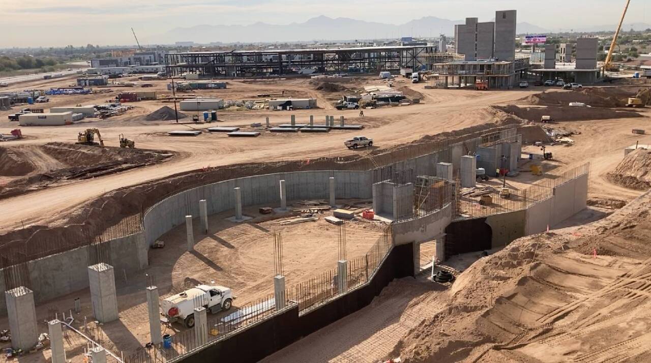 Balcony view to the expected 'concert venue with a 360-degree stage.' Construction view as of Dec.1, 2022.