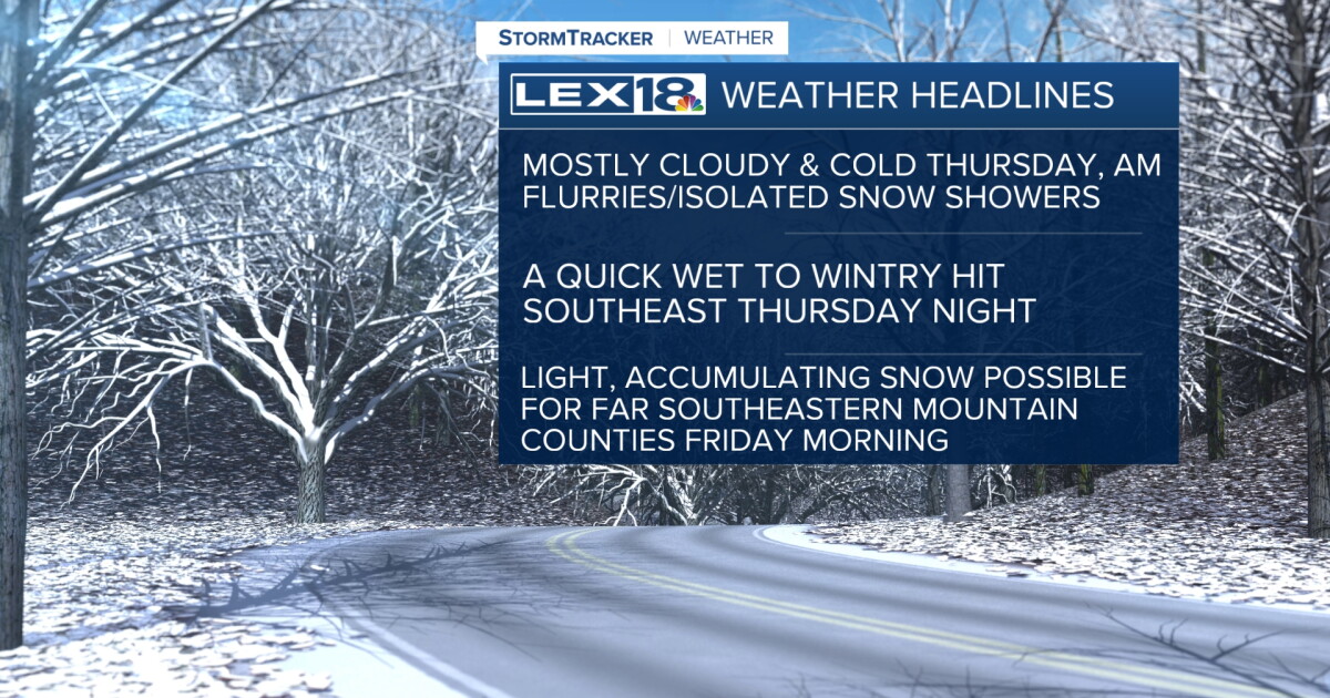Lingering Clouds and Cold Air Thursday