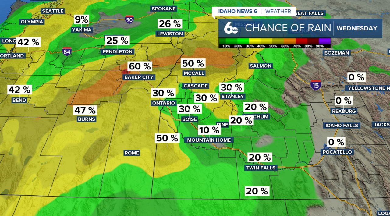 Chance of rain Wednesday
