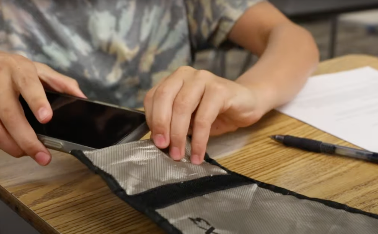 School cell phone pouches