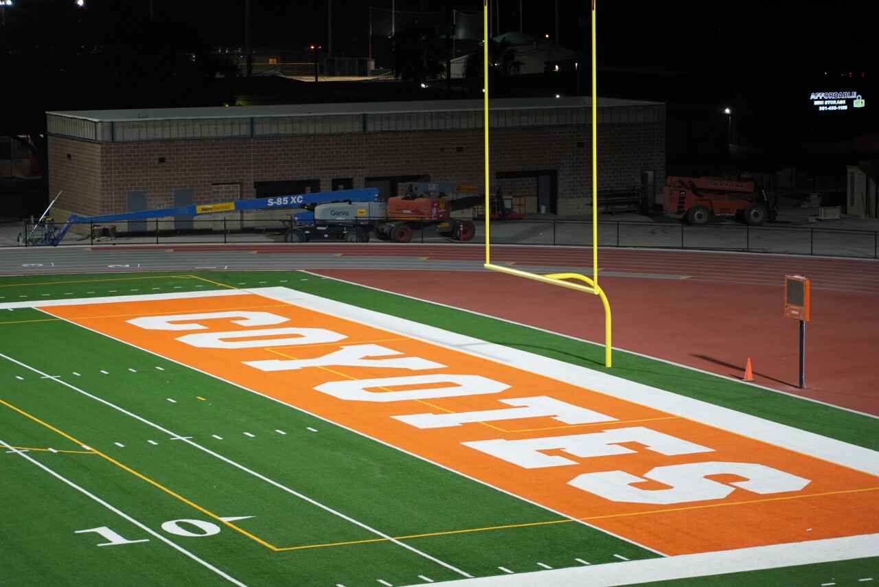 Alice Memorial Stadium turf endzone