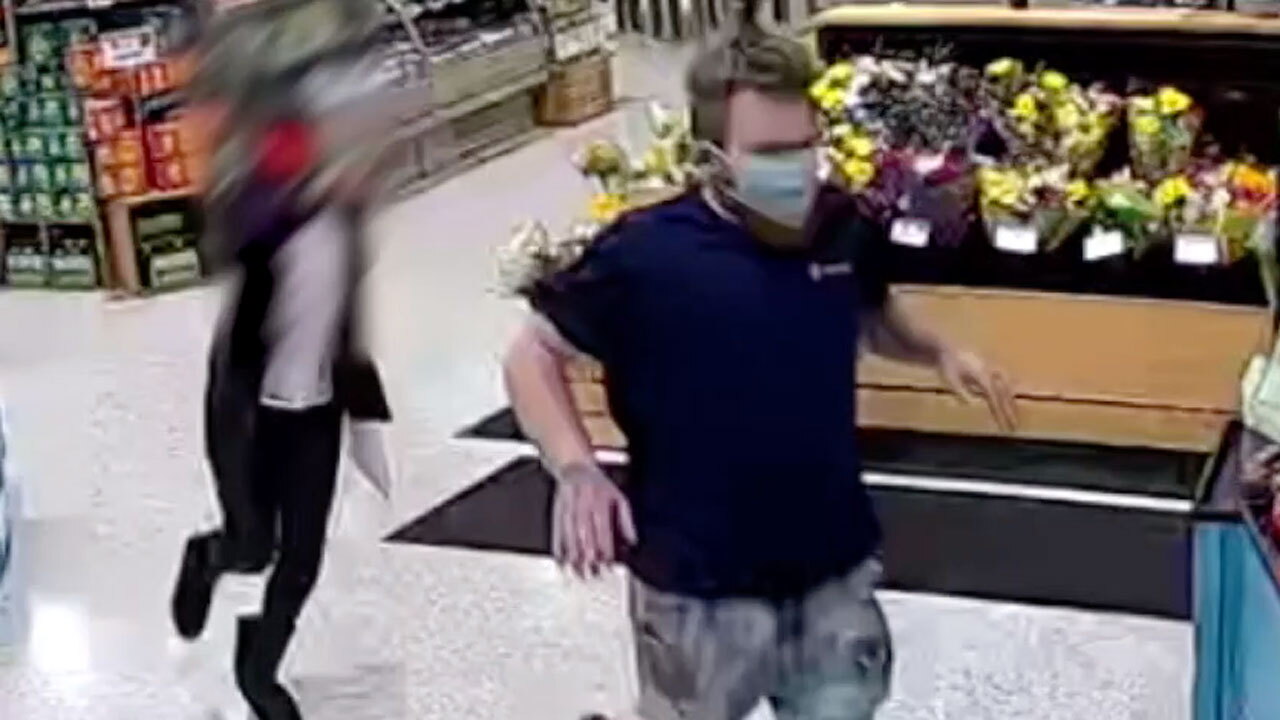 Surveillance video of Publix peeping Tom chased by victim