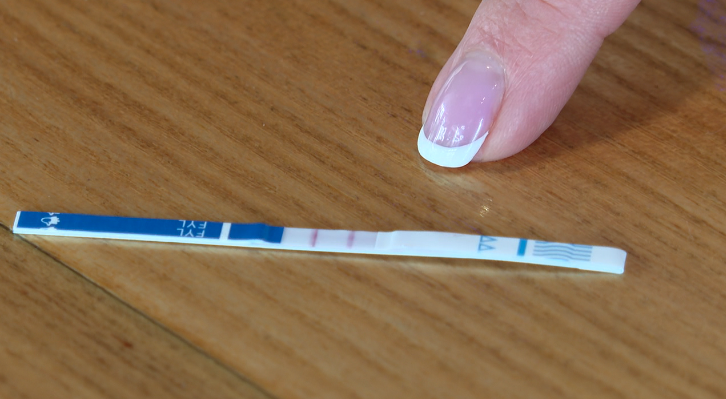 Fentanyl test strip displayed by Hamilton County Public Health