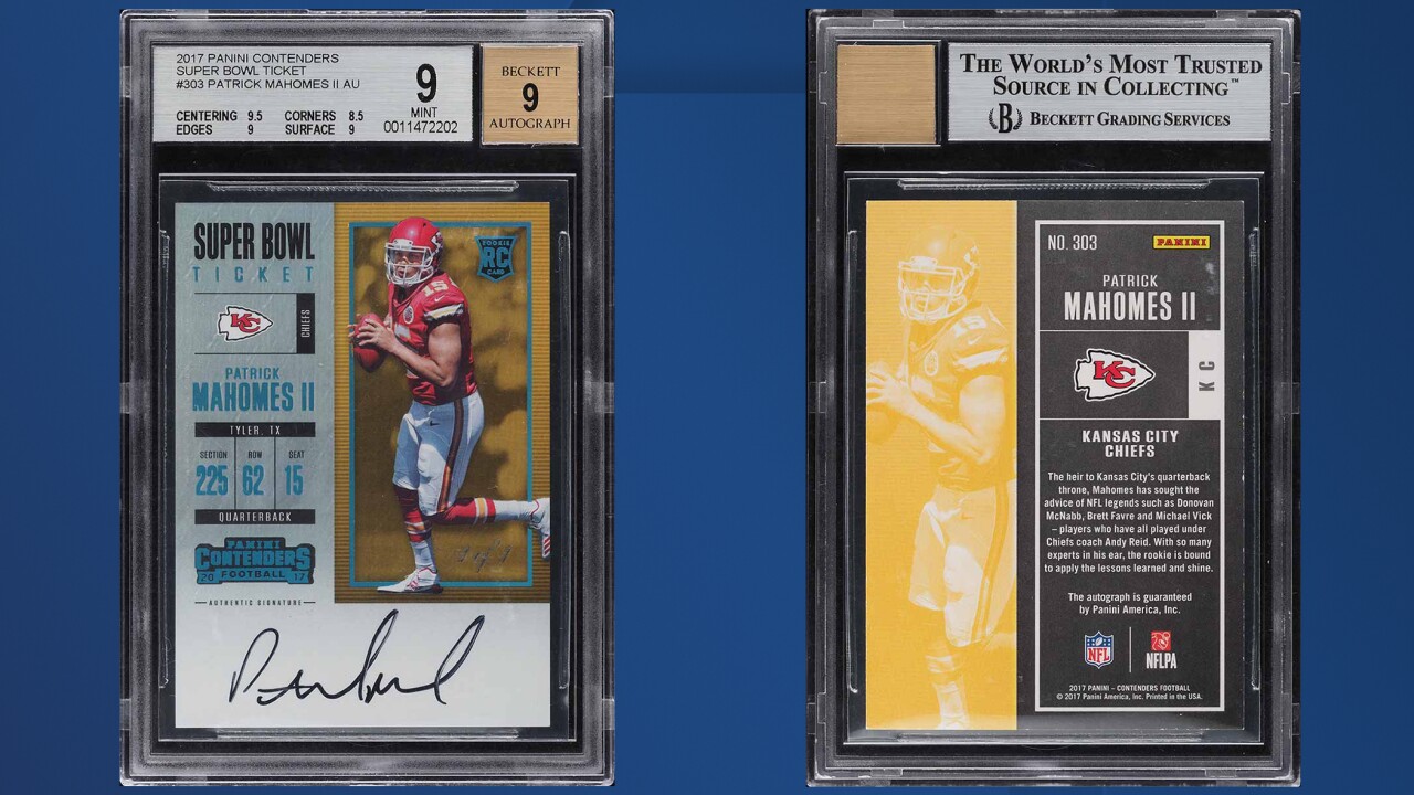 Rare Patrick Mahomes rookie card up for auction; bid currently set at $130K Rare Patrick Mahomes rookie card up for auction; bid currently set at $130K