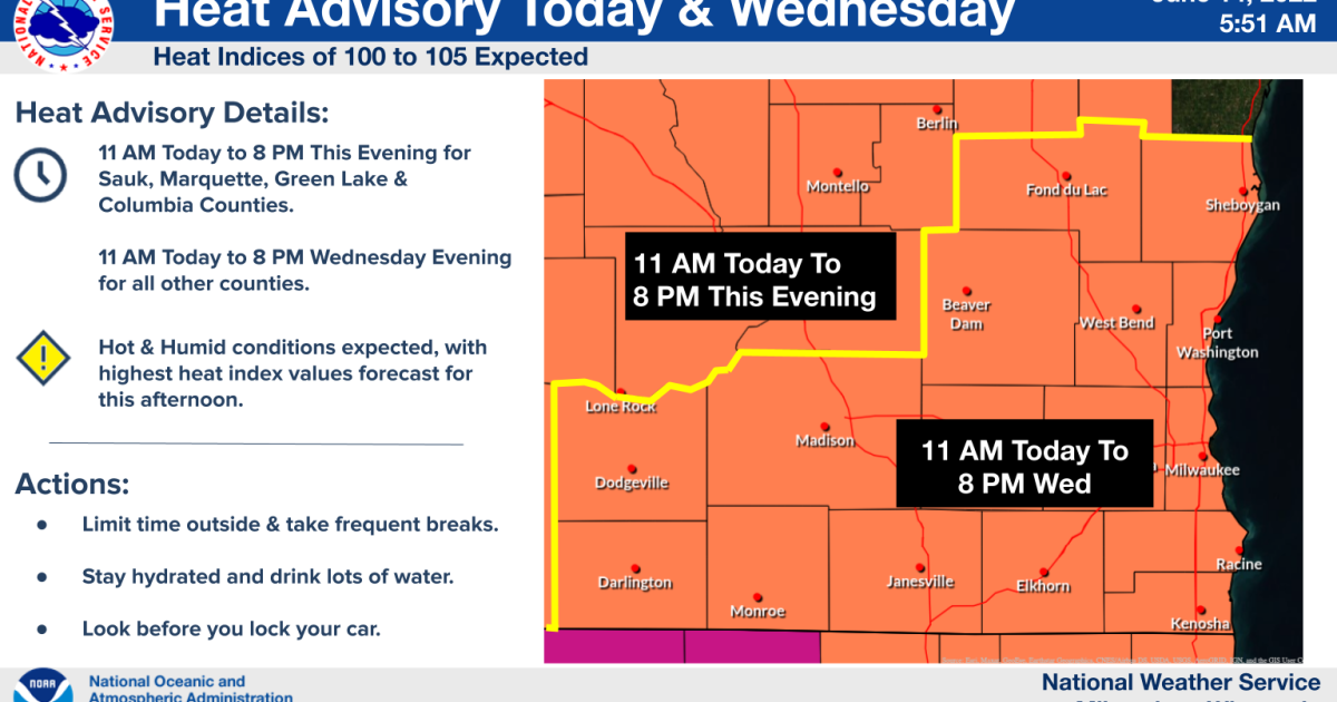 National Weather Service issues Heat Advisory for Southeast Wisconsin