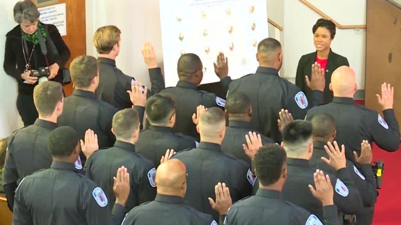 Fifteen new Richmond police officers were sworn in March 17, 2022.
