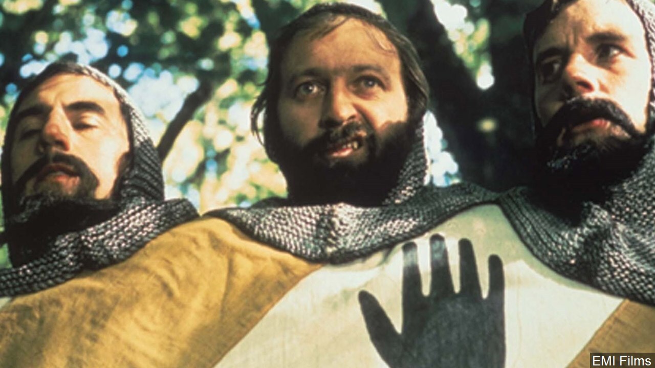 Graham Chapman, Terry Jones, and Michael Palin in a scene from the 1975 movie, 'Monty Python and the Holy Grail', Photo Date - 1975.jpg