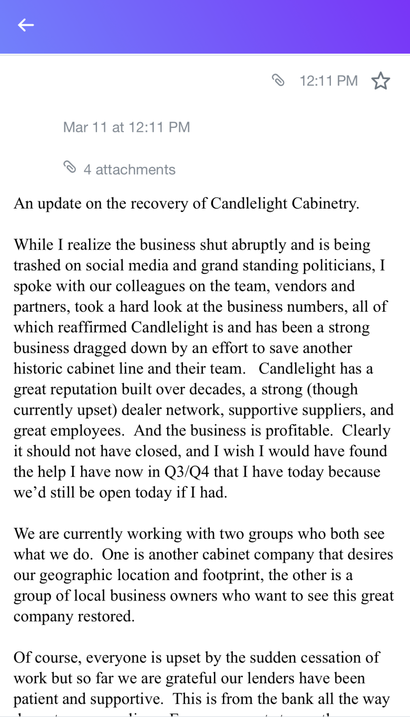 CANDLELIGHT EMAIL