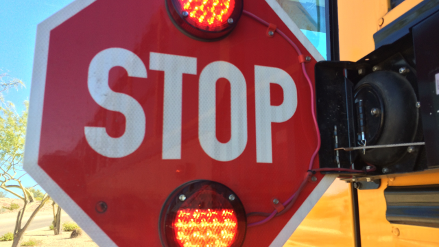 VUSD school bus stop sign