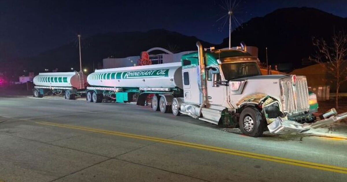 Early morning double-trailer fuel tanker crash temporarily closes road ...
