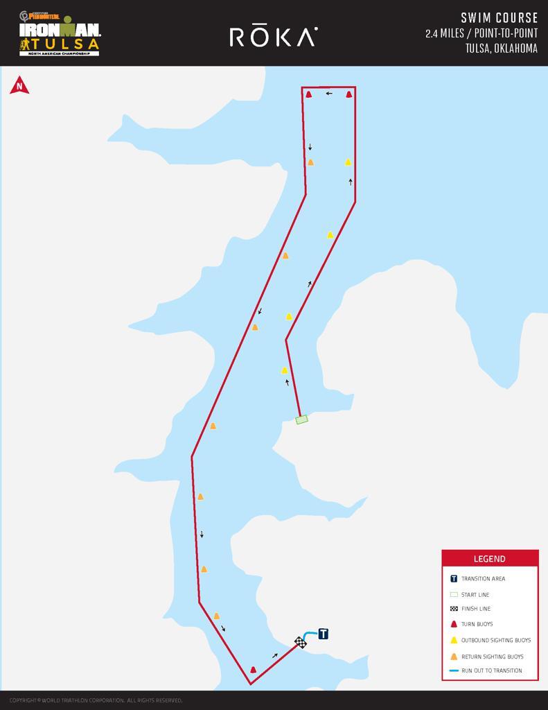 2021 Certified Piedmontese IRONMAN North American Championship Tulsa triathlon swim course