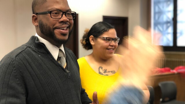 Valentine's Day in Milwaukee with couple in gray sweater and yellow top