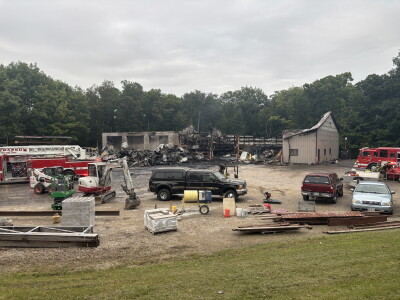 Wollner's Plumbing and Excavation shop destroyed by fire outside Kewaskum village, damage estimated at $2M